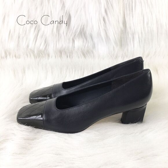 🔃Evan Picone Navy Blue Leather High Heel Pumps - Picture 2 of 8